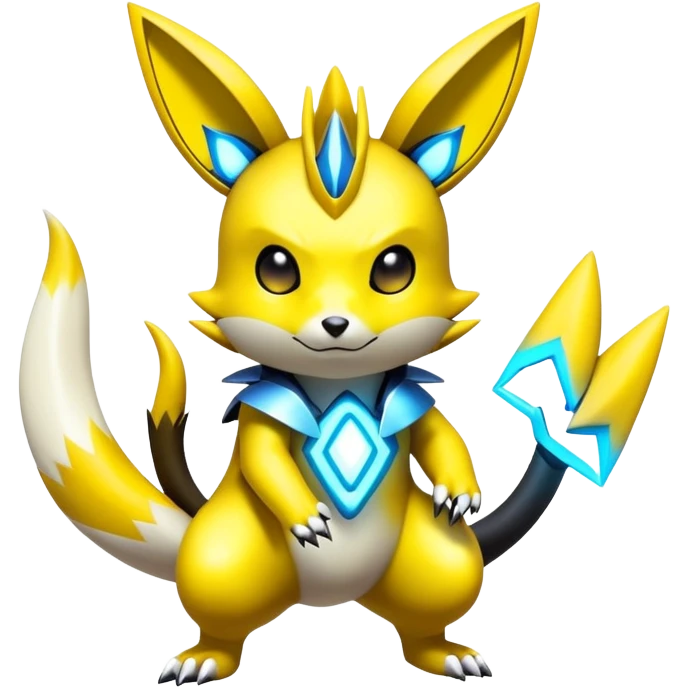Shiny Futuristic Colorful Pichu-Raichu-Renamon-Zeraora-hybrid-creature emoji