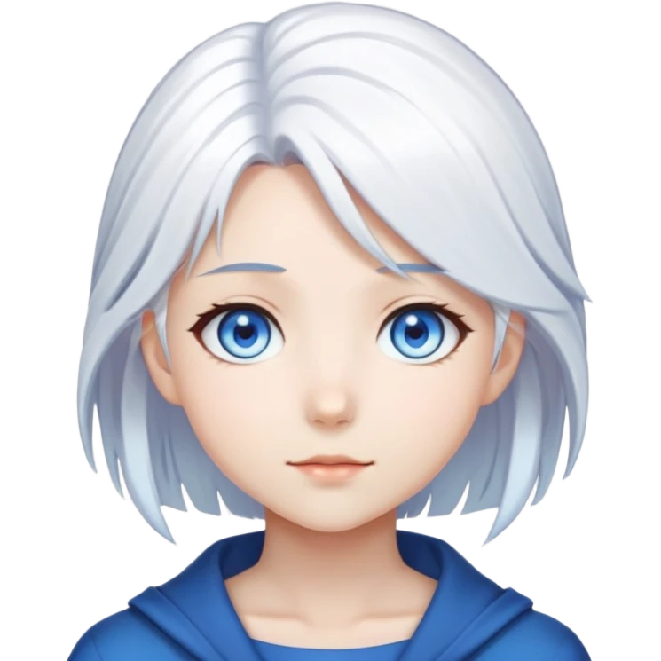 Anime girl with white hair and blue eyes  emoji