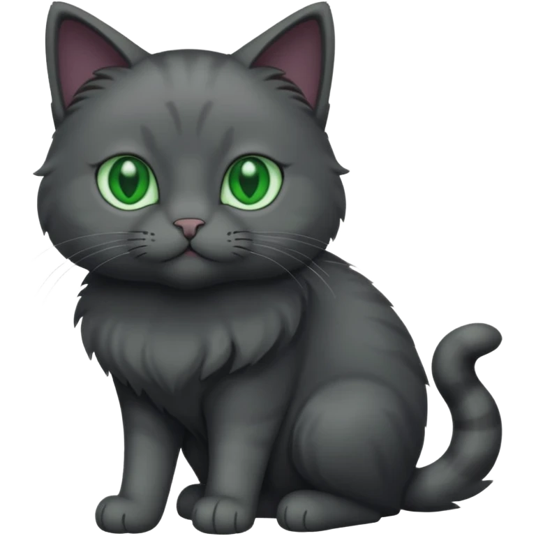 full body completely solid dark grey cat with green eyes and white paws emoji