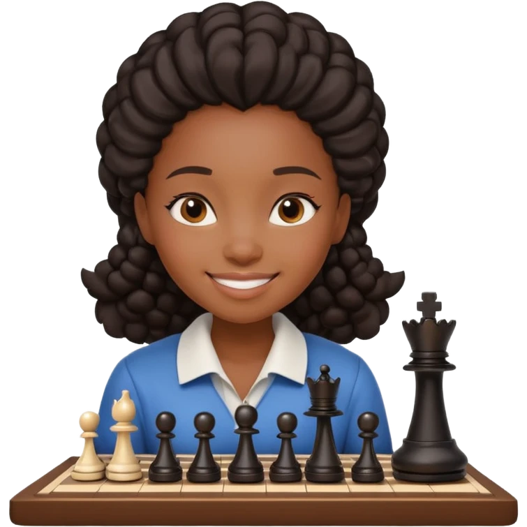 black girl playing chess emoji