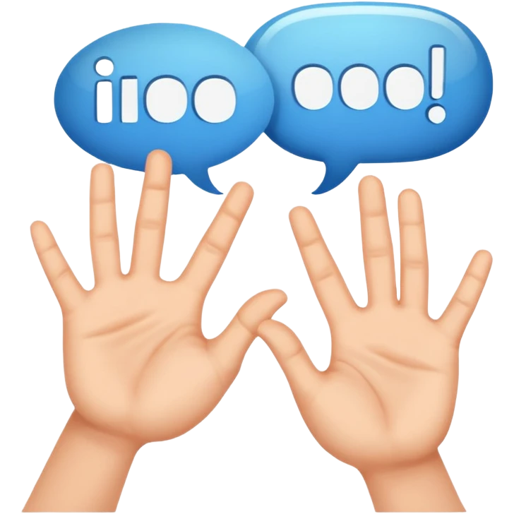 two hands forming a gesture in a speech bubble emoji
