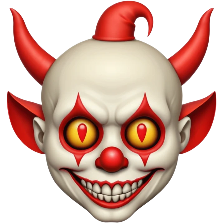 bare skull with devil horns and a clown nose, no flesh or skin, emoji style emoji