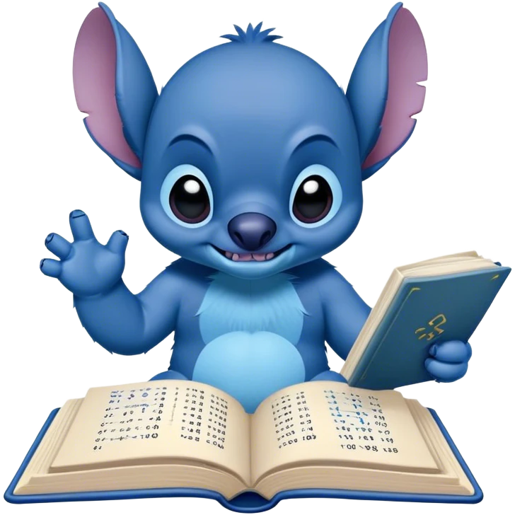 Stitch reading a math book emoji