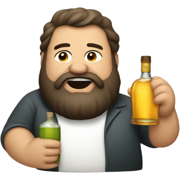 Fat bearded drunk man in tequila  emoji