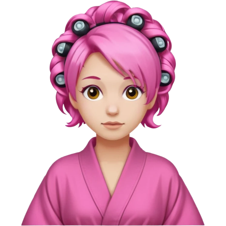 pink hair with rollers emoji