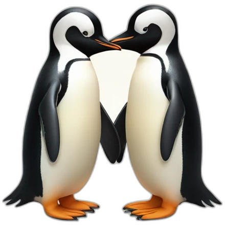 Two penguins holding hands emoji