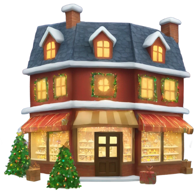 Christmas shop with Christmas lights  emoji