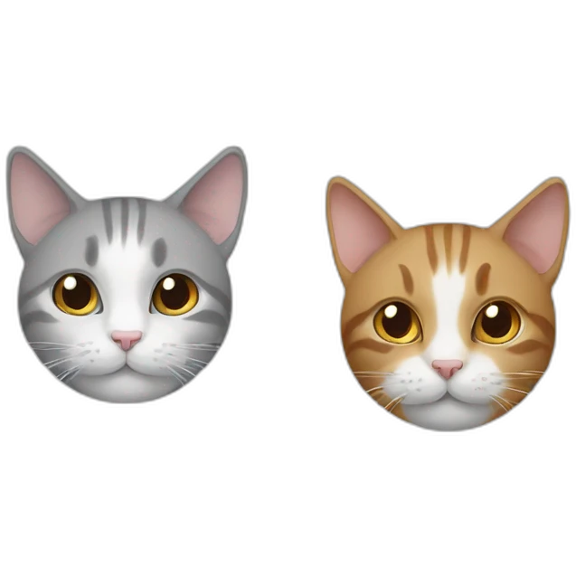 one cat brown and white and one cat grey and white emoji