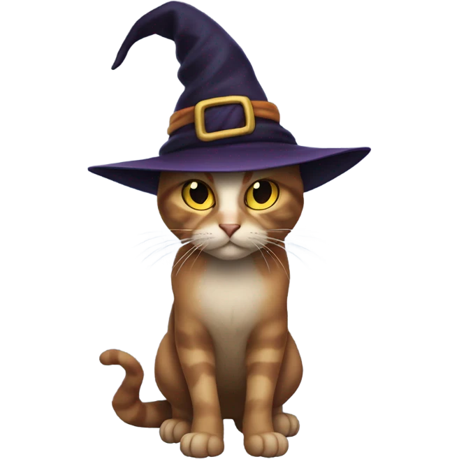 Cat with a witch hat and jacked legs emoji