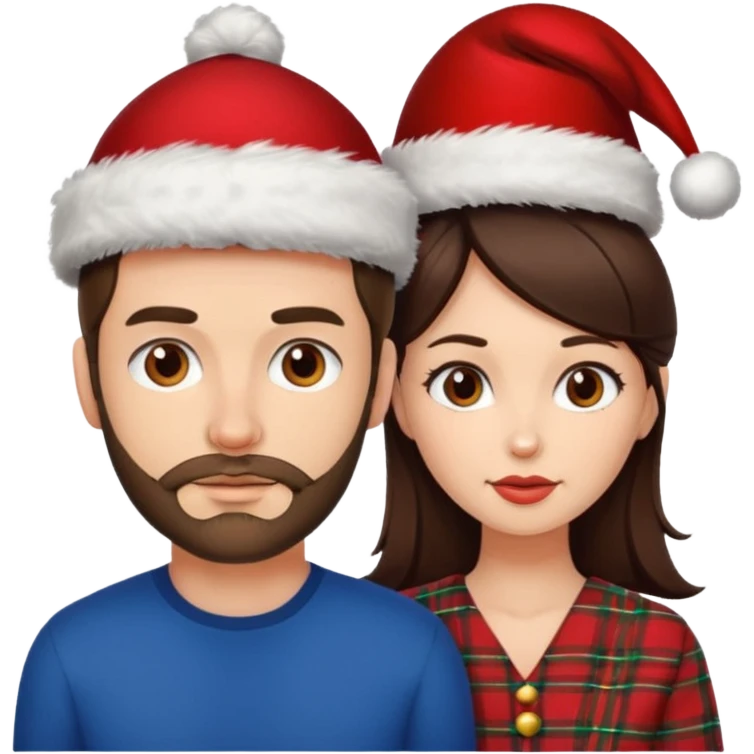 SCOTTISH MAN WITH STUBBLE AND BRUNETTE WOMAN WITH XMAS HAT emoji