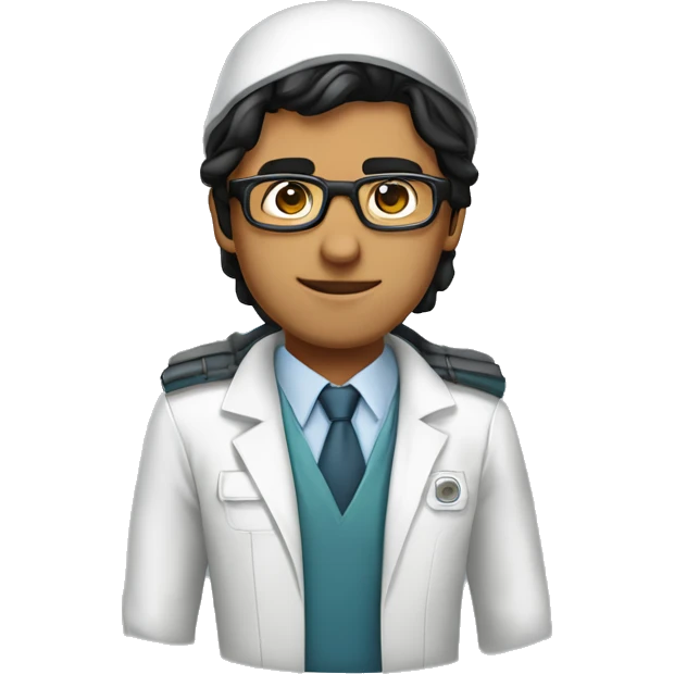 a mechanical engineer expert in computer science black hair indian and add aviator type glasses and wearing professional costume emoji