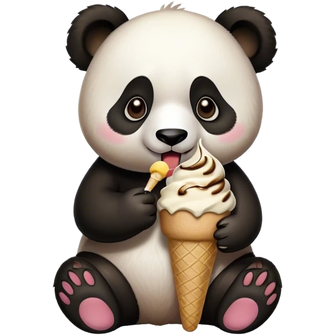 Panda eating ice cream emoji