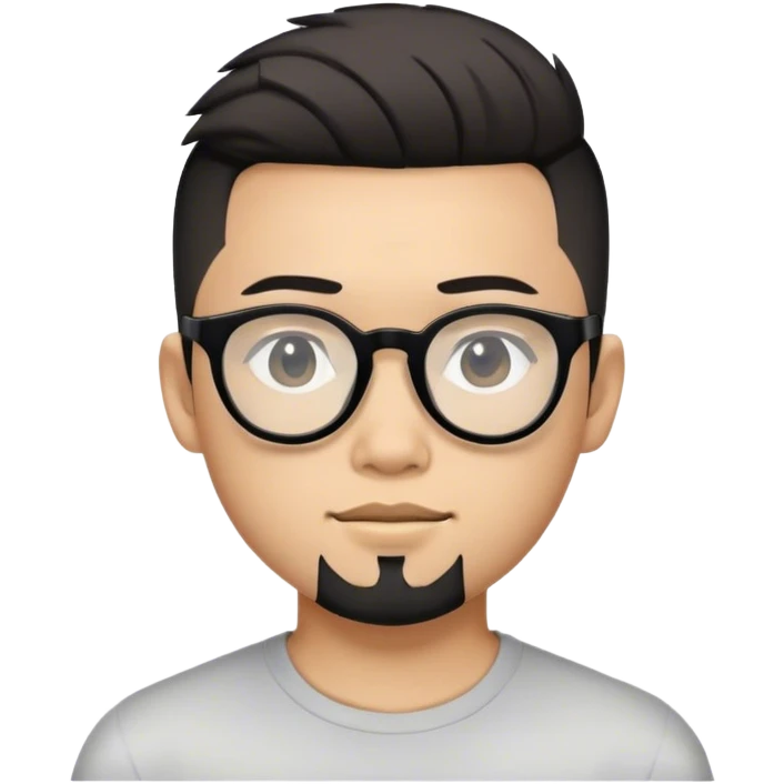 Asian boy with undercut hairdo, black glasses, short beard emoji