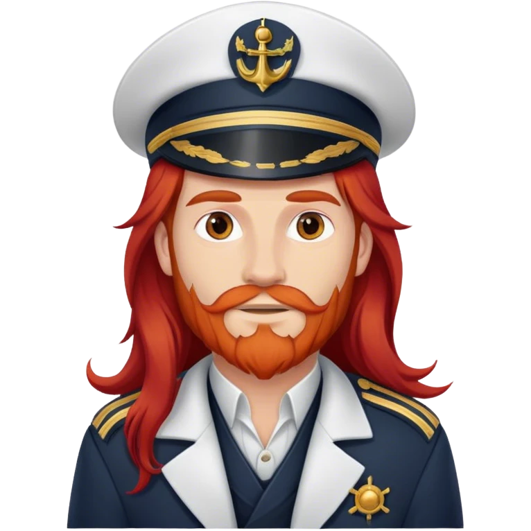 a male boat captain with long red hair emoji