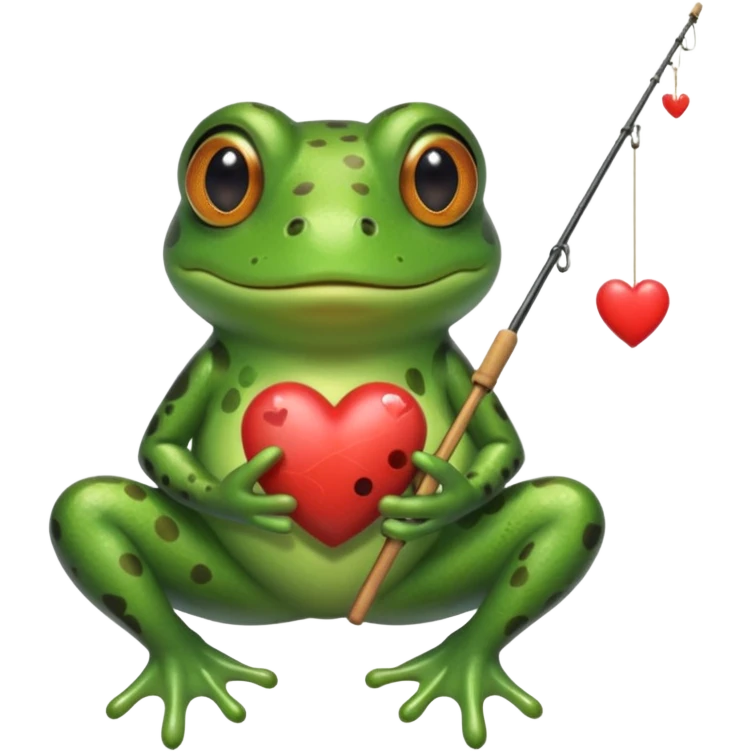 Frog fishing love emoji