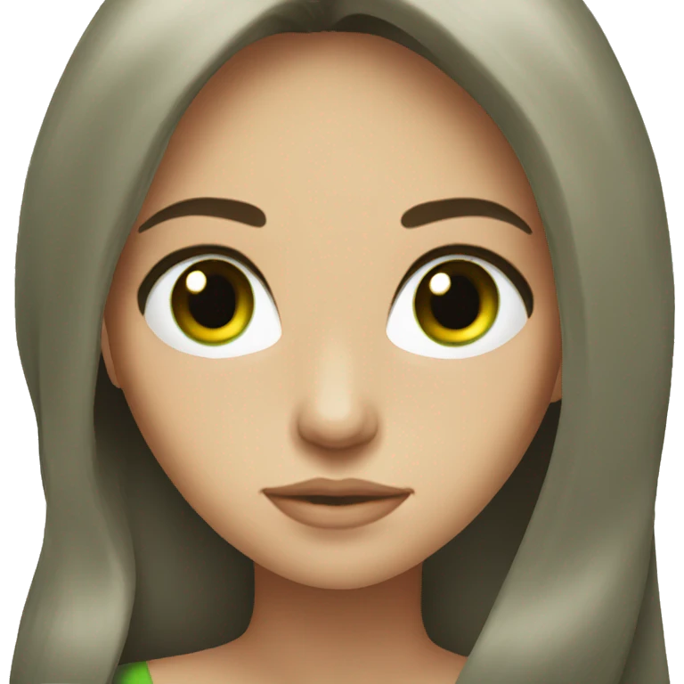 brunette long hair green eye emoji
