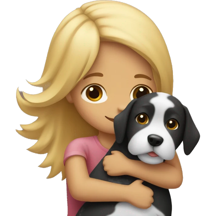 A girl hugging this yorkshire dog  emoji