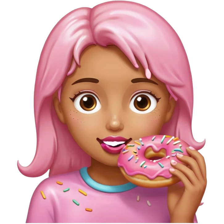 a girl eating a donut emoji