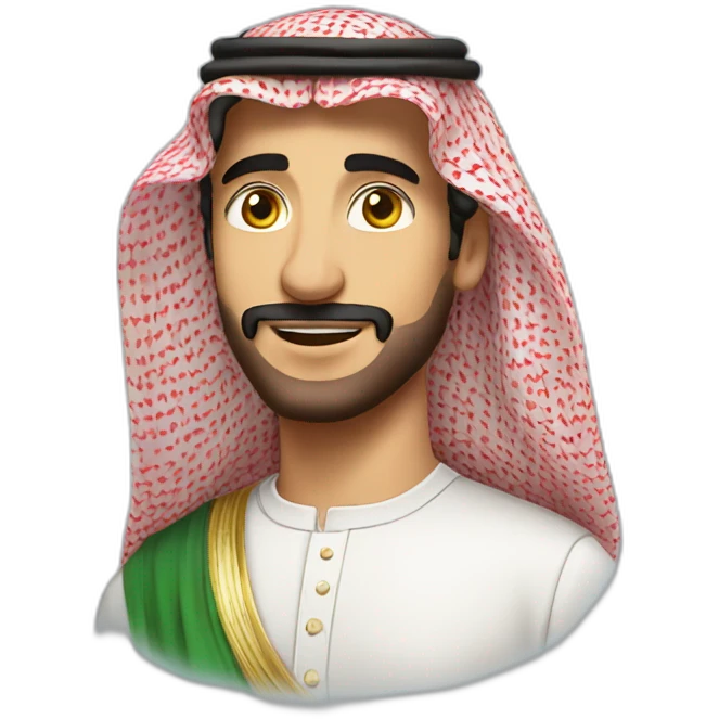 a TOK emoji of a handsome man from saudi arabia, with a sky background emoji