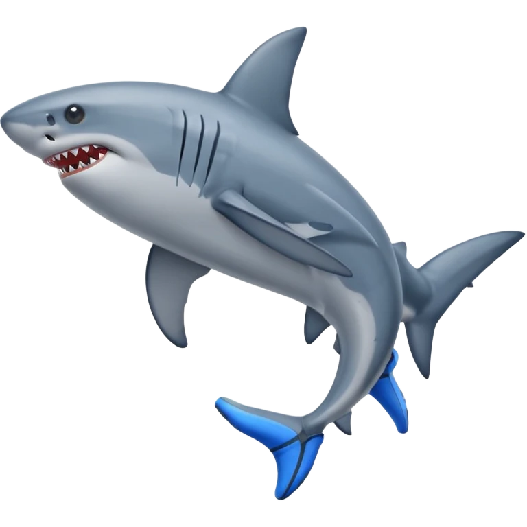 A  3 leged shark with blue nike shoes  emoji