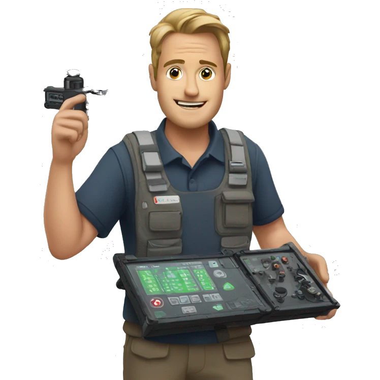  man holding a drone control panel in his hands emoji