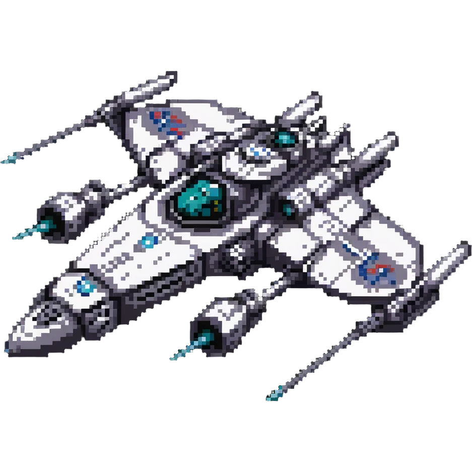 battle-worn space cruiser with weapon turrets emoji