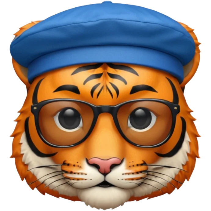 tiger in sunglasses with blue berets emoji