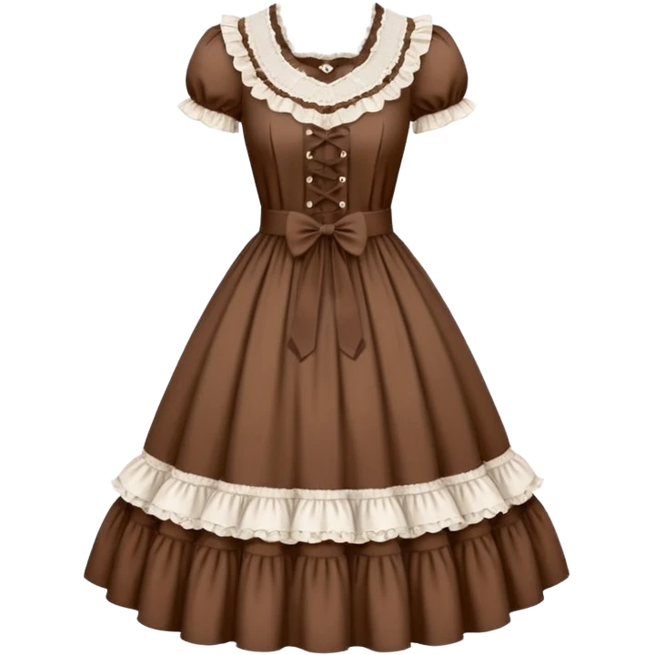Lolita dress, white and brown emoji