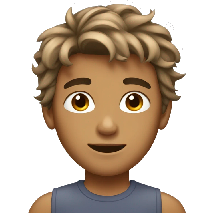 boy with messy medium length bronw hair and lightly tan skin emoji