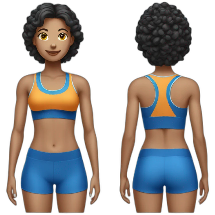 pretty woman doing sport using blue top emoji