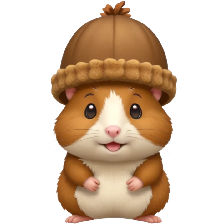 cartoon-style hamster with acorn hat like a hobbit emoji