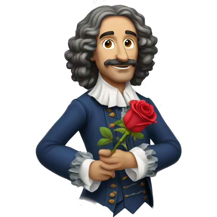 Molière holding a rose in his hand emoji