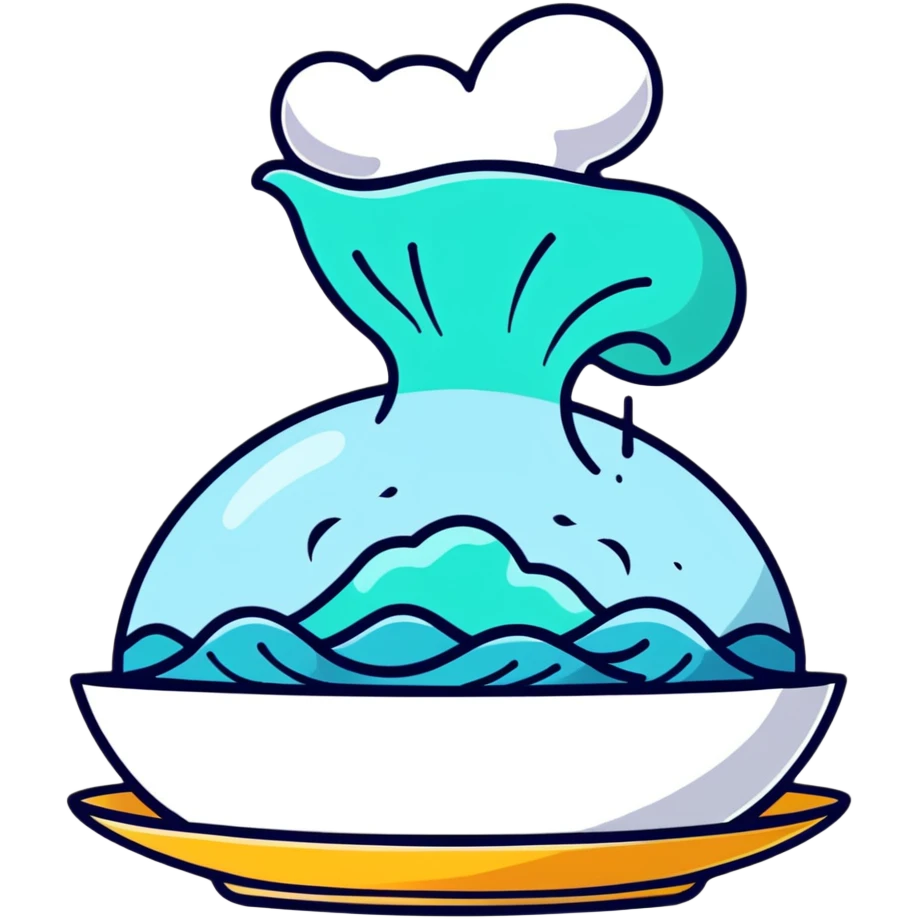 gourmet dish with steam and aroma waves emoji