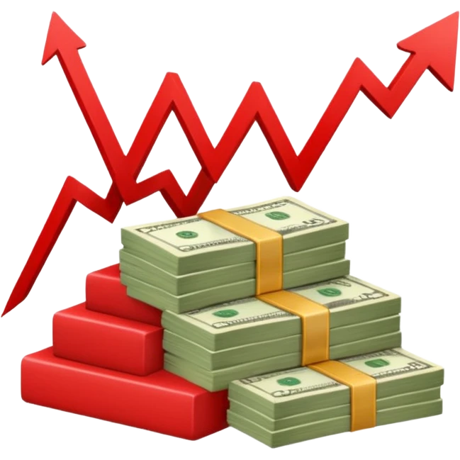 lose money, red stock graph and money emoji