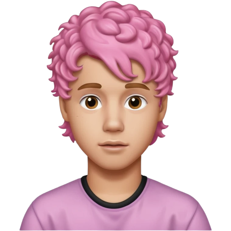 justin bieber with pink curly hair emoji
