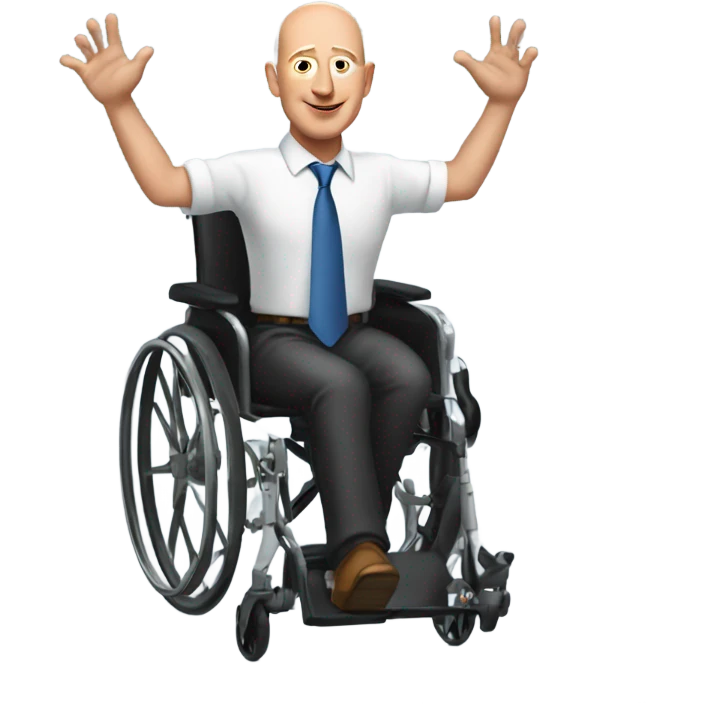 Jeff Bezos in a wheel chair dancing emoji