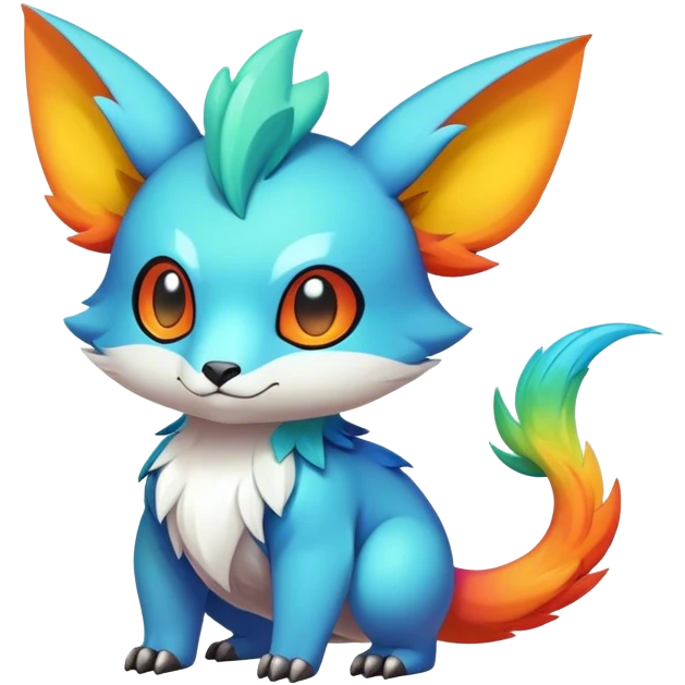 Cute cool colorful fantasy animal hybrid Fakemon full body emoji