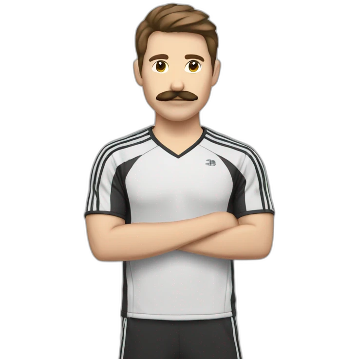 floh-white-man-badminton-muscle-brown-hair-one-arm-mustach emoji