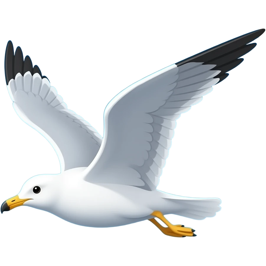 Seagull flying and doing a poo emoji