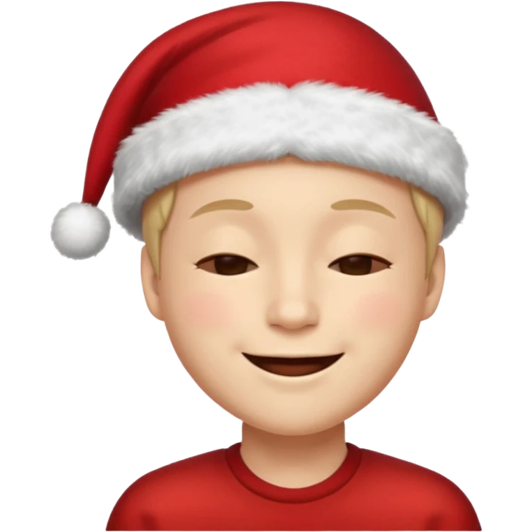 Smiling with closed eyes in a red Christmas hat emoji