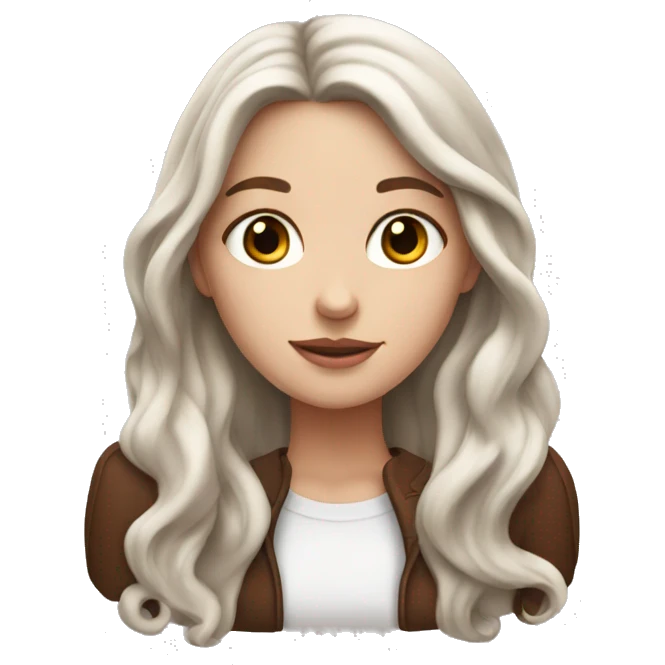 White girl with brown long hair and hot chocolate  emoji