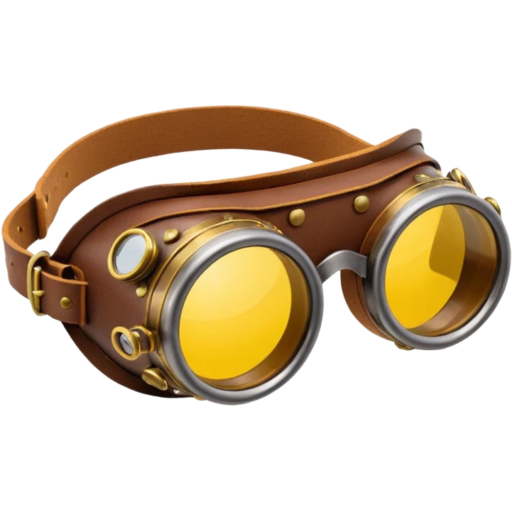  Simple brown round leather steampunk goggles with yellow-tinted lenses emoji