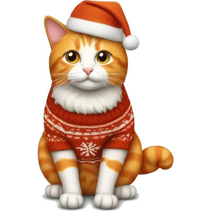 orange cat in a christmas sweater  emoji