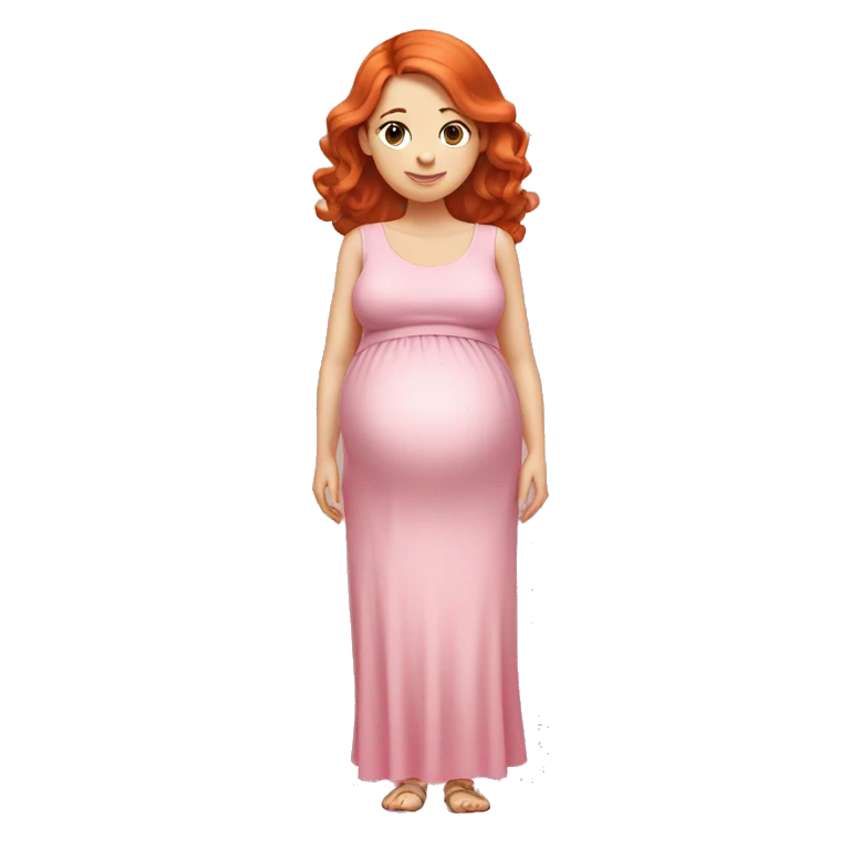 pregnant redhead girl in pink dress emoji