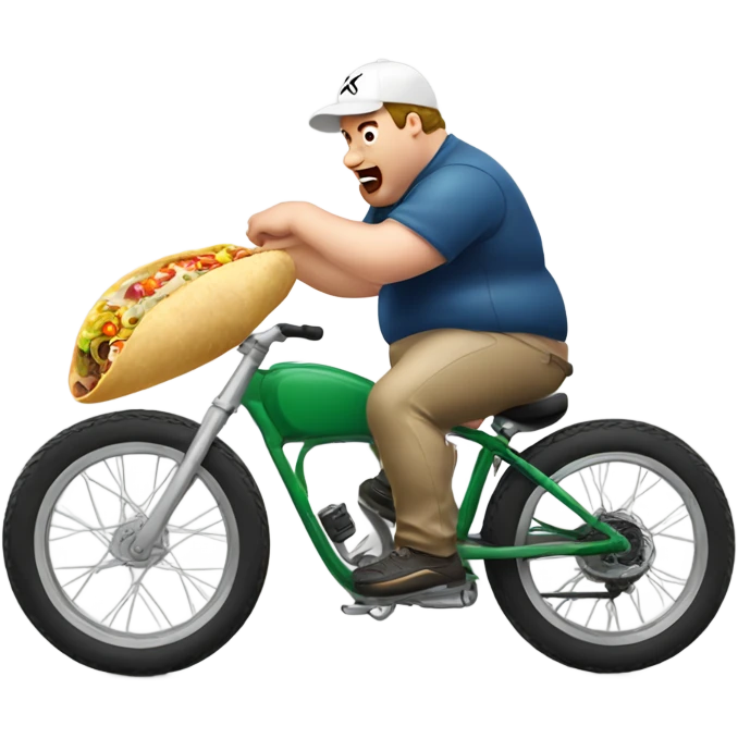 Fat white bike rider eating a burrito emoji