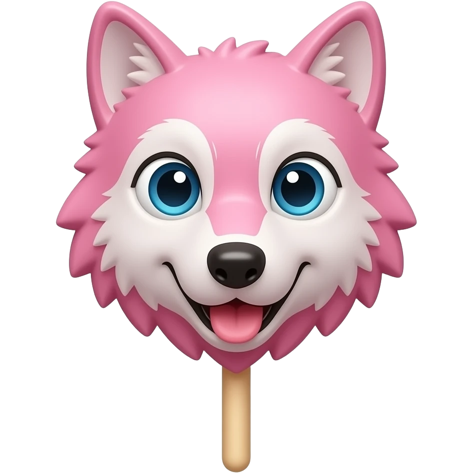 Pink Chocolate wolf long lollipop stick emoji