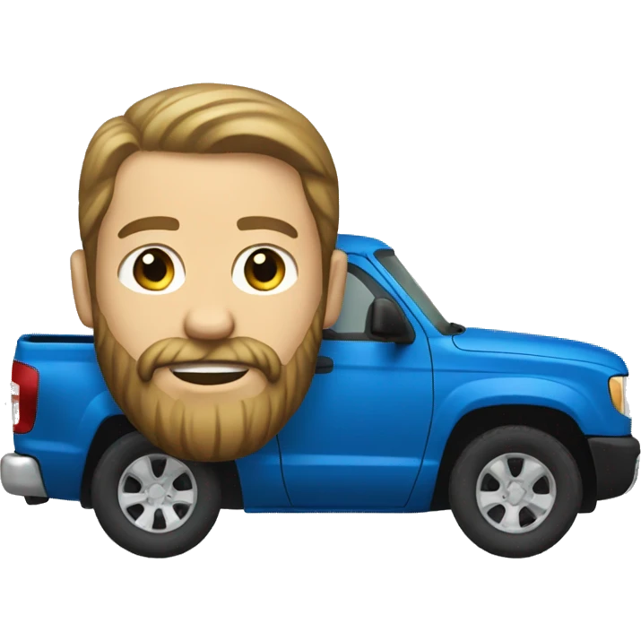White Man with beard and blue truck emoji