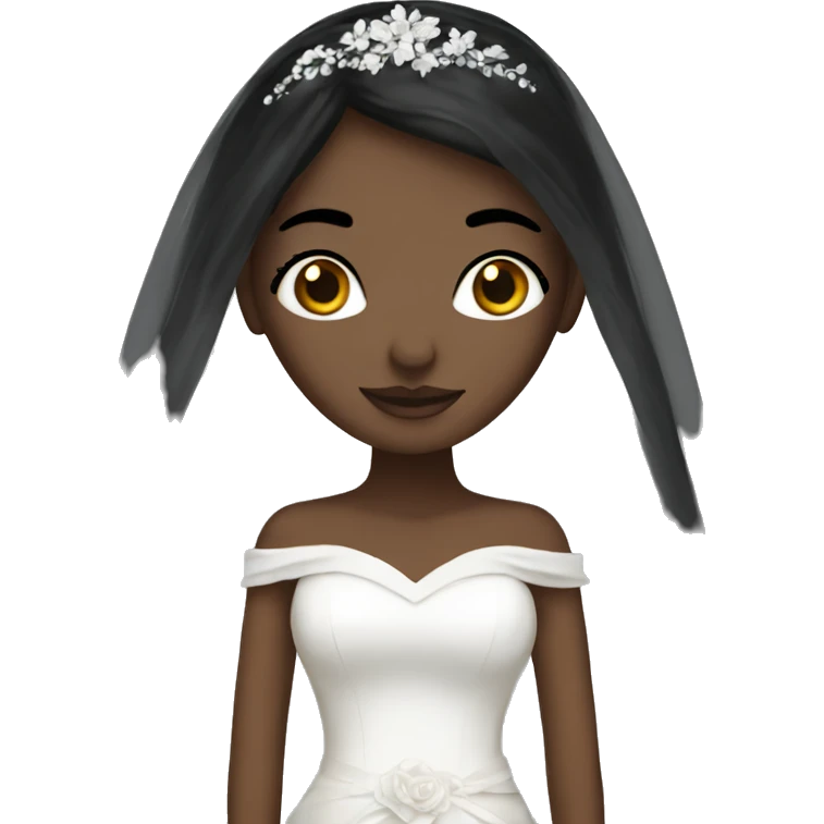 White bride with black veil emoji