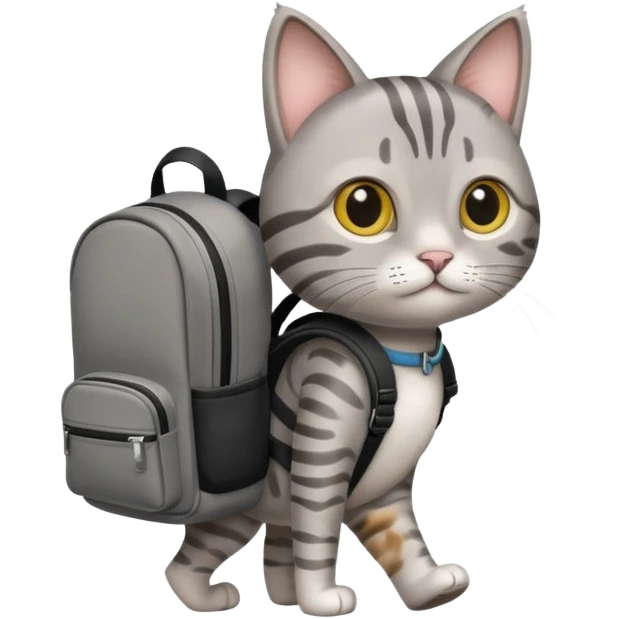 a cat walking with a backpack
 emoji