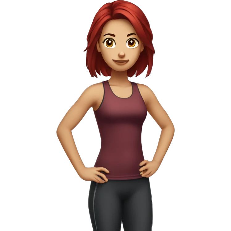 girl dark red hair gym pose emoji